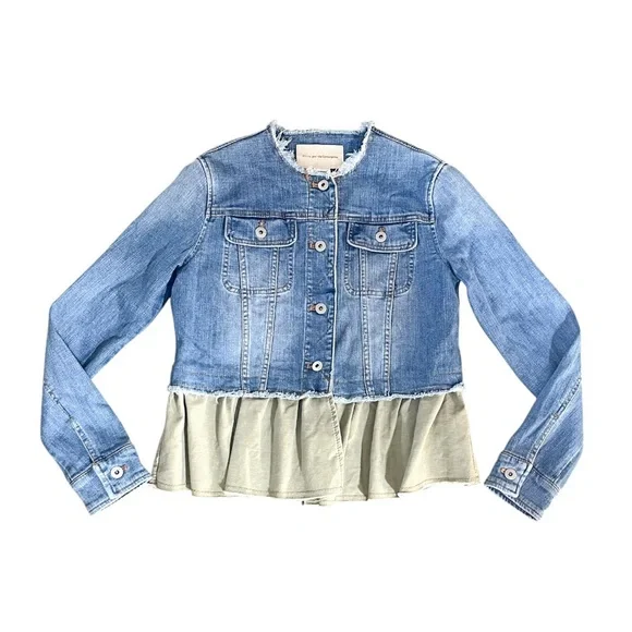 Anthropologie Pilcro And The Letterpress Denim Flounced Ruffle Jacket - Picture 6 of 9